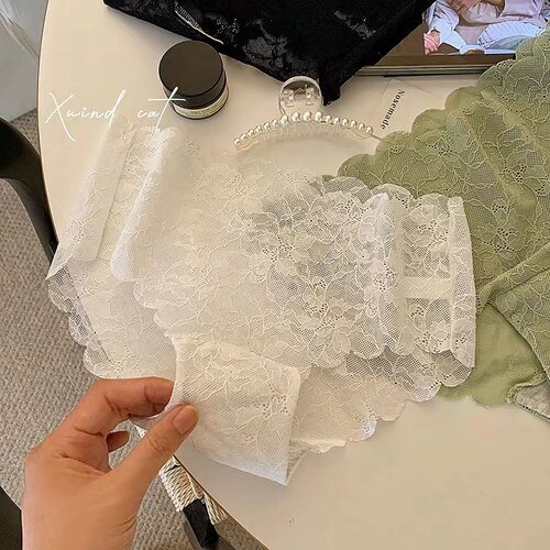 日系纯欲夏季新款性感女士内裤蕾丝少女低腰甜美纯棉裆无痕三角裤