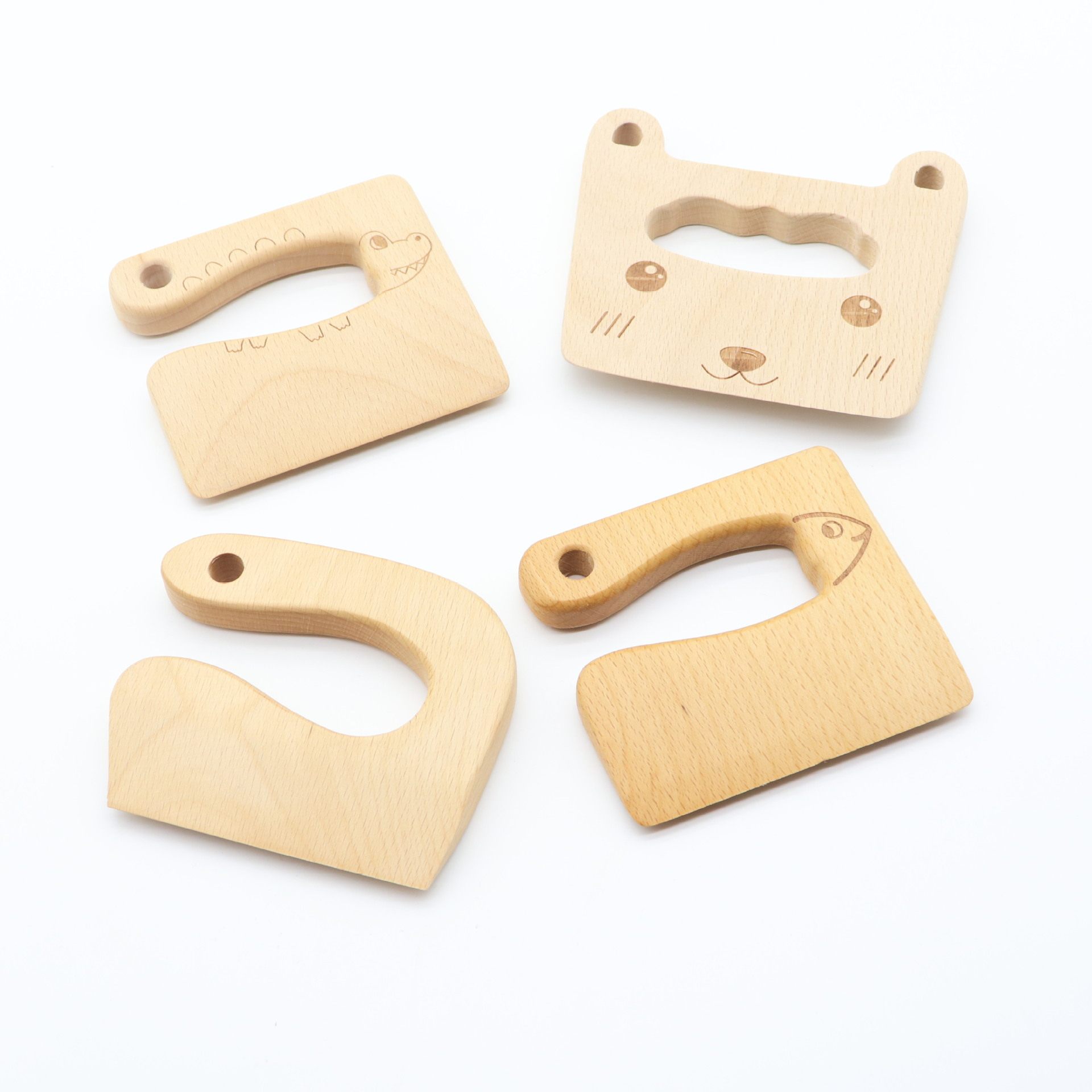 龙门竹木产地鱼鳄鱼猫形儿童木刀木制儿童刀木质刀具玩具