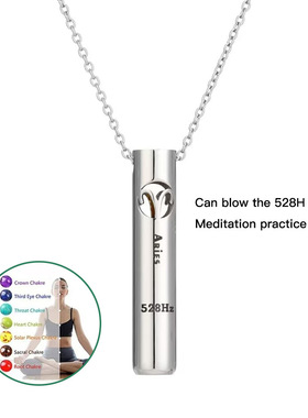 呼吸口哨项链不锈钢12星座吊坠528Hz冥想缓焦虑正念饰品挂件