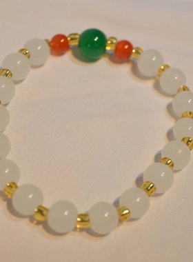 新款时尚仿玉石手链玻璃手串单圈民族风地摊夜市礼品饰品