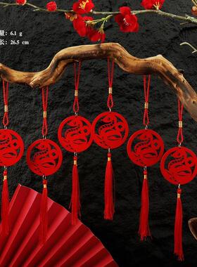 2025蛇年新款木牌小挂件春节场景布置盆景绿植木质装饰景区工艺品