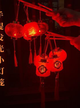 新年手提发光小灯笼LED儿童玩具水晶投影春节元宵装饰过年