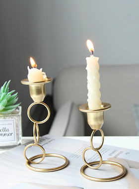 candlestick圆环金属烛台西餐厅桌面小摆饰生日氛围摆件