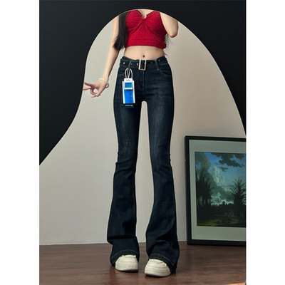 春夏季低腰弹力修身微喇叭牛仔裤女高个子显瘦加长版拖地裤新