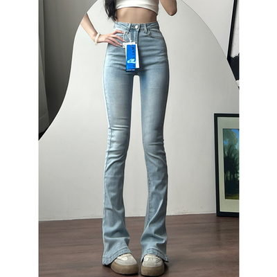 春季马蹄裤高腰显瘦微喇叭紧身175高个子加长版拖地牛仔裤女