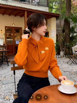 2025早秋新款韩版时尚圆领针织衫女宽松显瘦百搭毛衣外套上衣