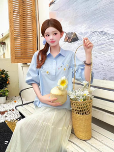 2026年夏季新款韩版简约圆领针织衫女纯色百搭薄款飞飞袖显瘦T恤