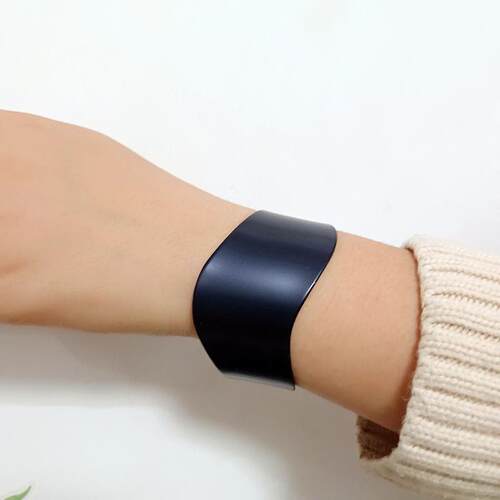 欧美时尚雅黑开口手镯女冷淡风不规则非主流手环宽版bracelet