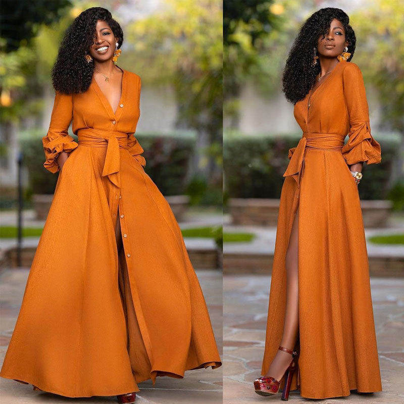 Autumn/winter deep V Waist ladies African dress非洲裙子
