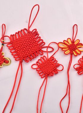 小号中国结单结装饰挂件中号6/8/10/14盘红色平安扣编织玄关挂饰