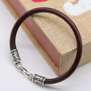 六字真言鸡血藤手镯闭口设计西藏情侣配饰手工无节男款 天藤记 女款