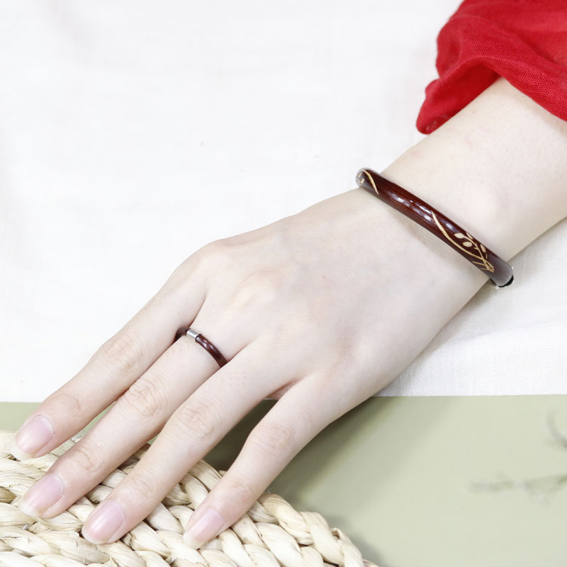 花木兰鸡血藤手镯创意雕刻原创木质森系仙女刘亦菲西藏无节天藤记