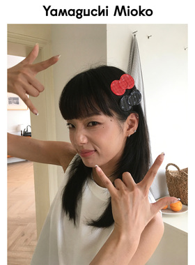 山口美袋四色纽扣蝴蝶结发夹