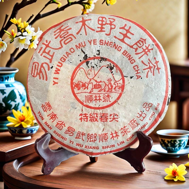 2002年顺林号易武正山乔木野生茶 云南普洱茶七子饼茶