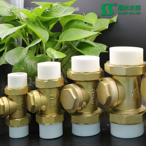 热熔活接卧式PPR黄铜止回阀返止水逆流自来水管4分6分1寸工厂直销