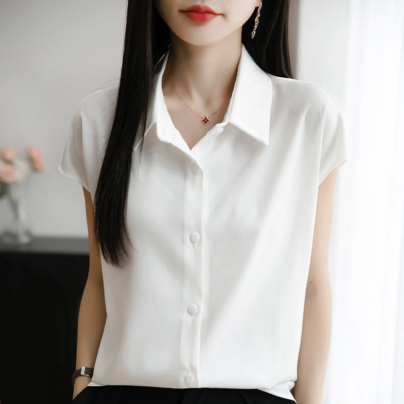 2026春夏新款醋酸真丝缎面翻领衬衫女宽松单排扣无袖背心内搭上衣