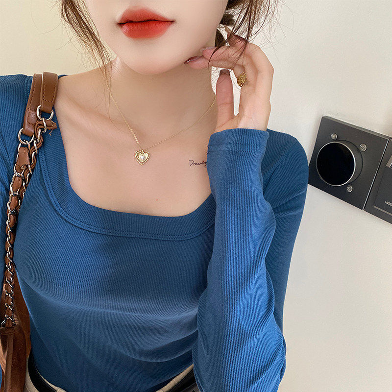 蓝色方领打底衫女装内搭2