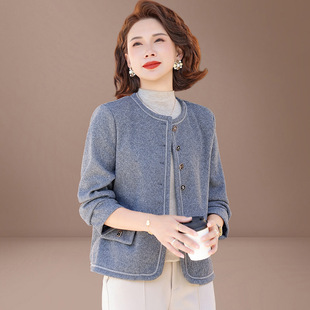 恒源祥小个子妈妈秋装外套阔太太洋气西装上衣中老年女装春秋小香