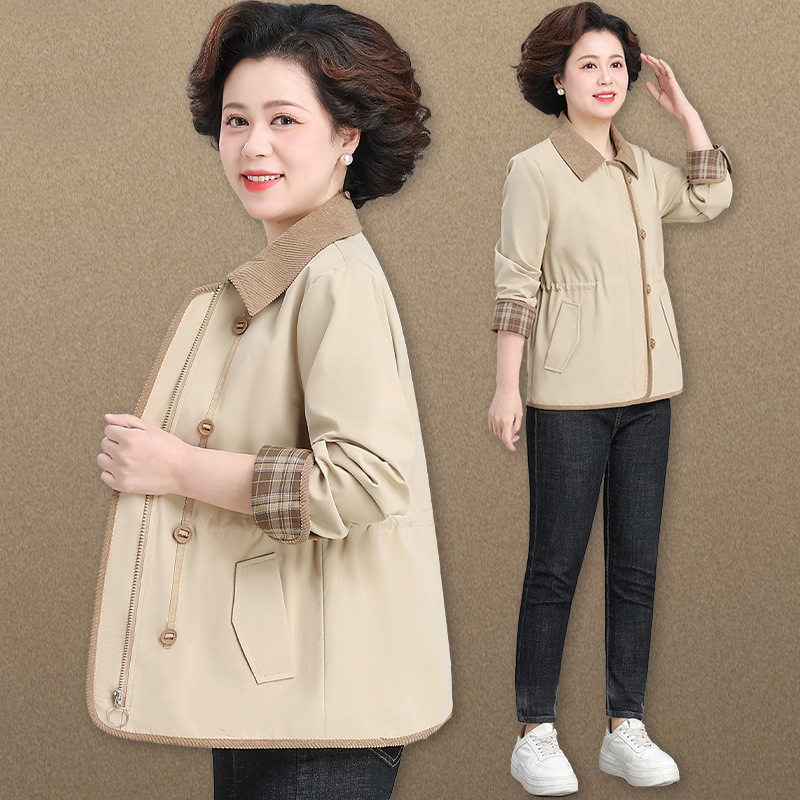 恒源祥中年妈妈春装外套2025新款中老年人女春秋翻领风衣夹克短款,女装/女士精品,常规大码外套,淘宝优惠券,粉丝福利购,淘宝优惠卷