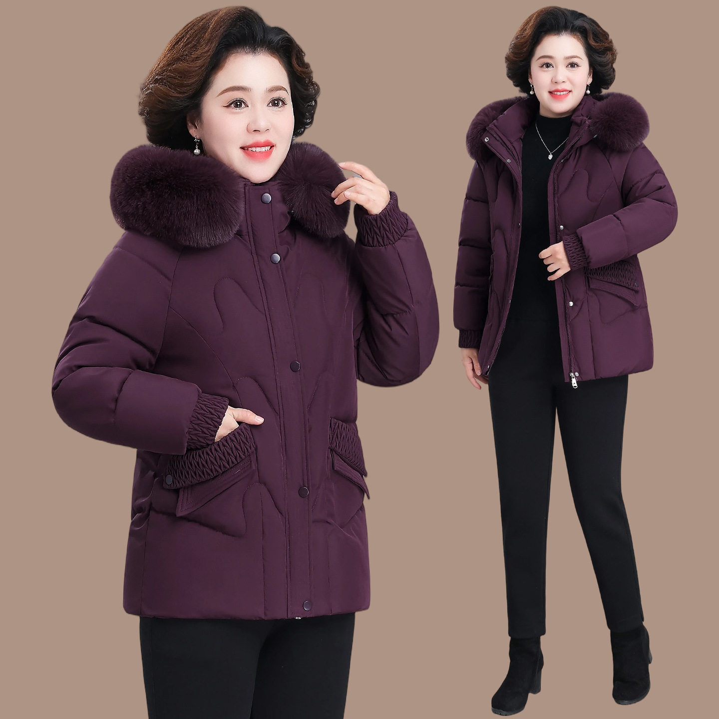 恒源祥妈妈棉服短款洋气2025新款中老年人女装冬季外套保暖棉袄一,女装/女士精品,中老年女装,淘宝优惠券,粉丝福利购,淘宝优惠卷