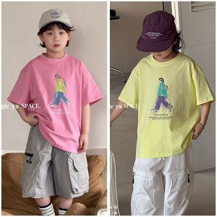 童乐鱼童装儿童卡通多巴胺短袖T恤26夏季新品男女童薄款上衣96189