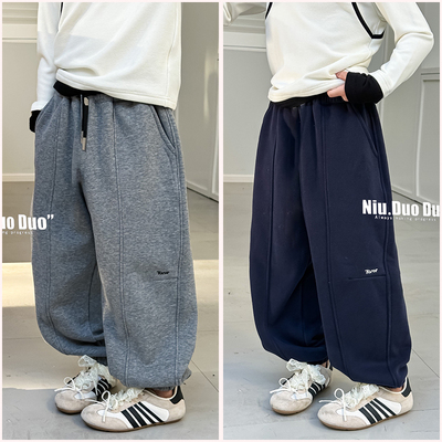 牛哆哆童装儿童复合奥粒绒束脚裤25冬新男女童运动卫裤长裤72611