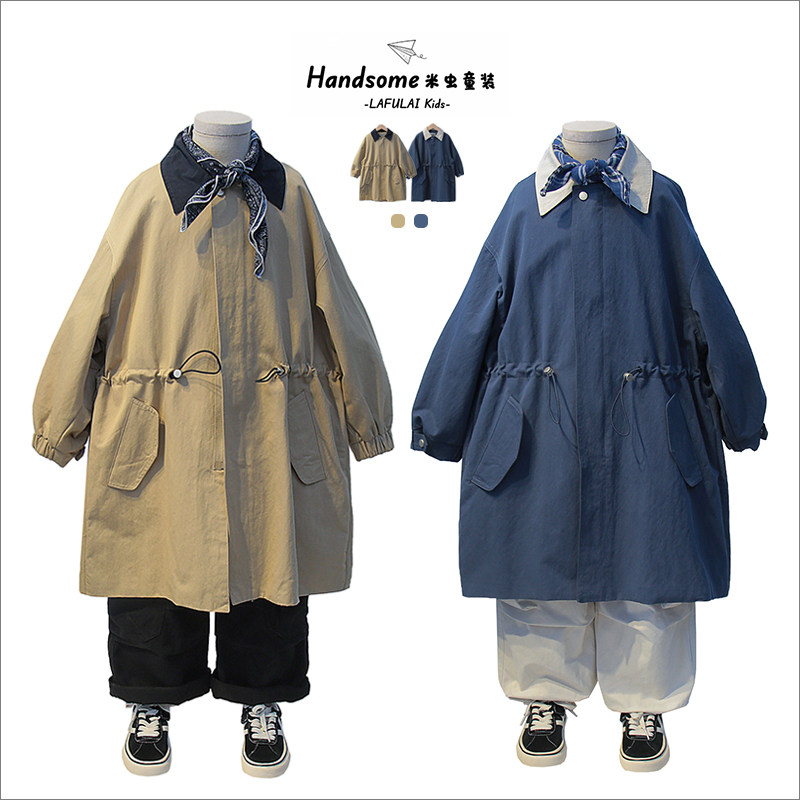 啦芙莱儿童装时髦洋气风衣英伦风外套2025秋季新品男女童上衣6679