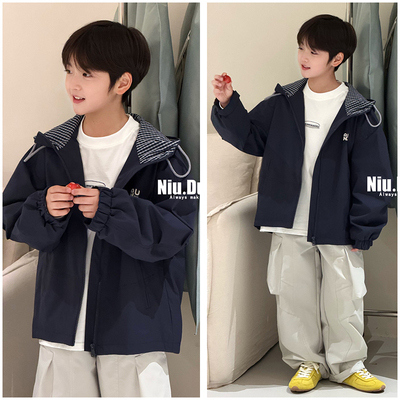 牛哆哆童装儿童韩版工装连帽外套26春季新男女童夹克衫上衣77816