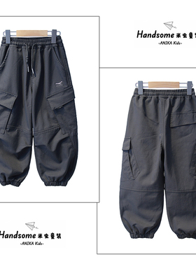 ANIKA童装儿童一体绒工装裤25冬季新品男女童加绒厚束脚长裤3895