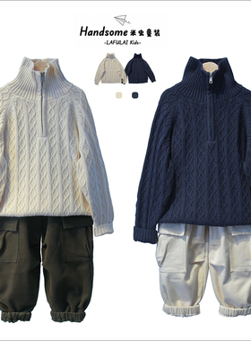 牛哆哆童装儿童高领麻花毛衣25初冬男女童针织线衫毛衫上衣18566