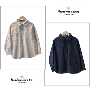 25秋冬新品 翻领衬衫 男童百搭衬衣上衣6768 儿童磨毛韩版 啦芙莱童装