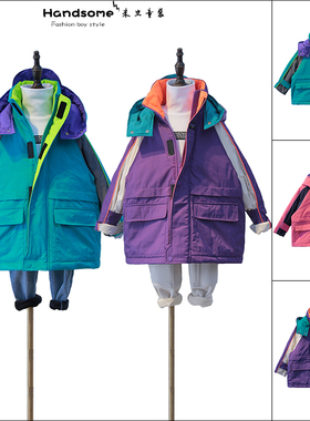 清仓特价棉衣 牛哆哆品牌童装儿童24冬新男童韩范拼色外套2182