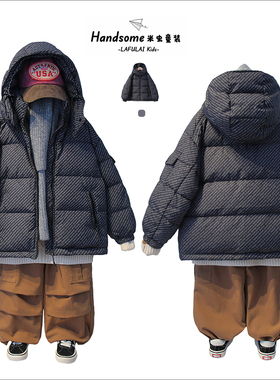 啦芙莱童装儿童防泼水白鸭绒字母连帽羽绒服25冬新品男童外套6087