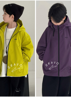 布芮欧童装儿童运动工装外套25秋季新男童拉链连帽夹克风衣56168