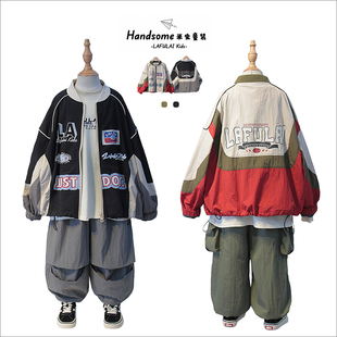啦芙莱童装 新品 男童夹克衫 2620 儿童机车风棒球服网面外套2025春季