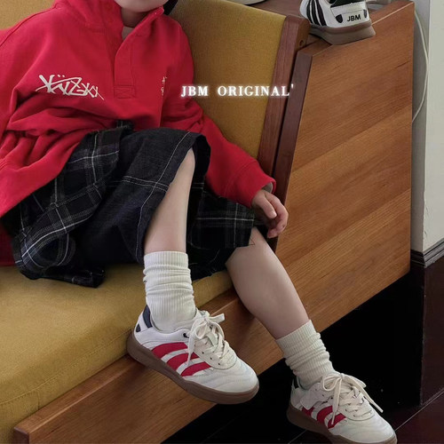 JBM儿童拼色德训鞋小白鞋男女童中大童春季韩版板鞋运动鞋26009