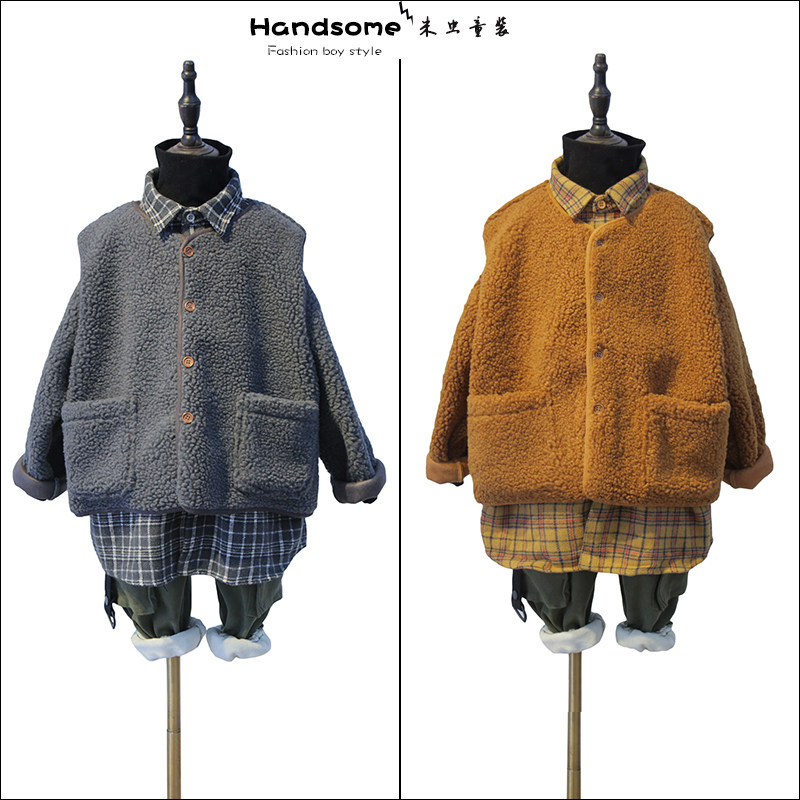 特价 年货啦芙莱童装儿童毛绒马甲+衬衫两件套男女童套装1922