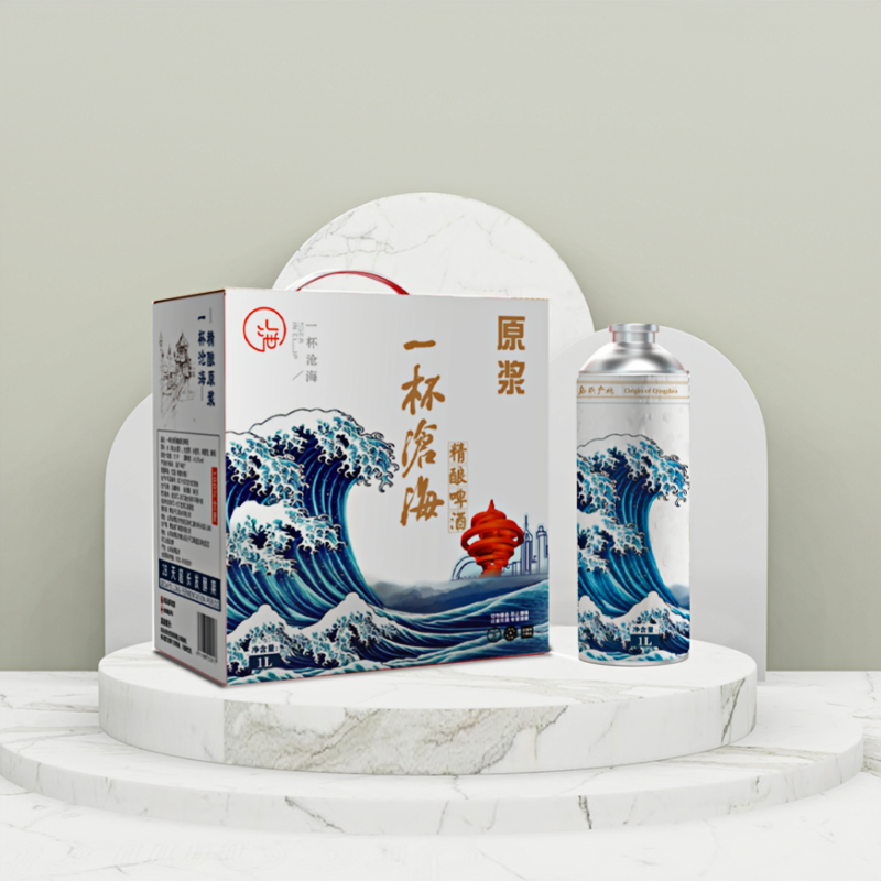 一杯沧海精酿原浆啤酒青岛崂山水1L*6罐整箱包邮