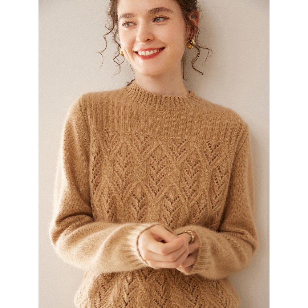 香港潮牌镂空山羊绒衫女半高领宽松秋冬加厚毛衣短款套头针织打底,女装/女士精品,羊绒衫,淘宝优惠券,粉丝福利购,淘宝优惠卷