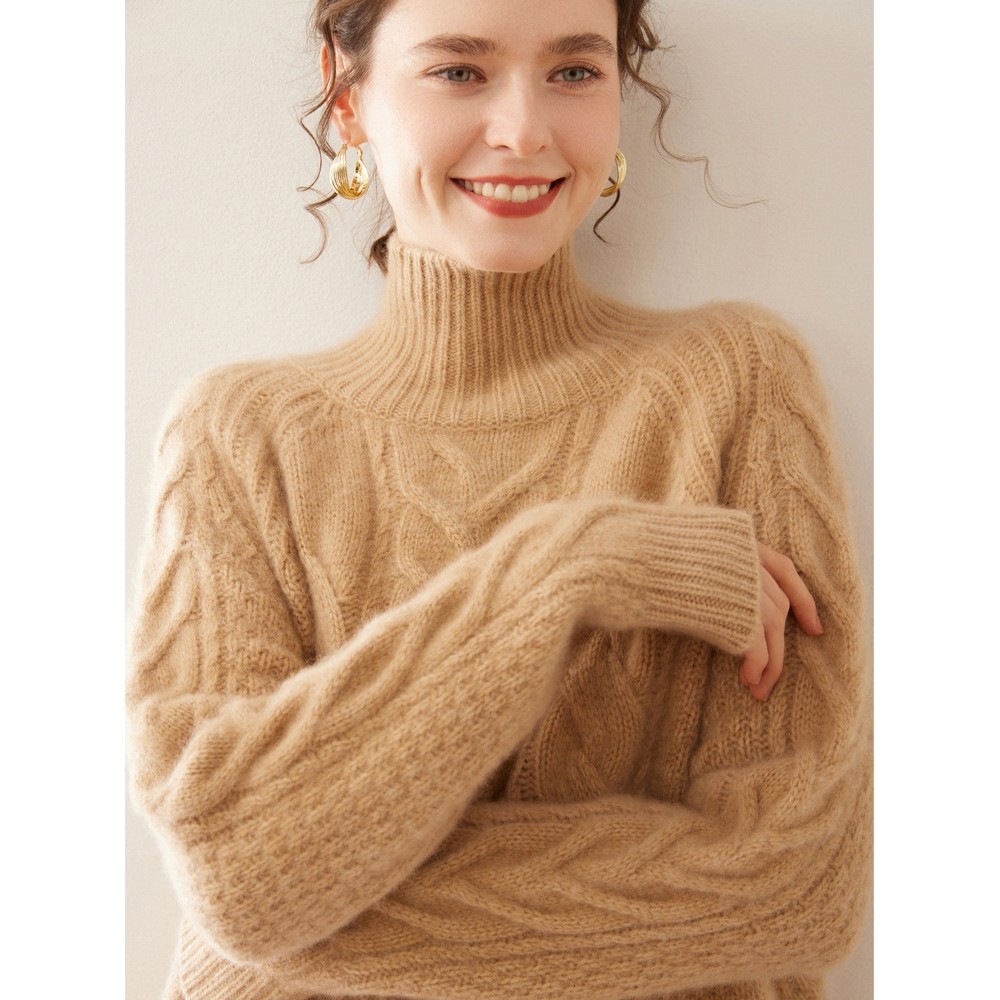 香港潮牌五股重磅加厚羊绒衫女25秋冬绞花套头高领山羊绒毛衣针织,女装/女士精品,羊绒衫,淘宝优惠券,粉丝福利购,淘宝优惠卷