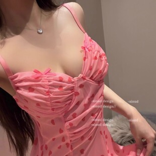 涞觅官方正品朵蜜拉情趣内衣纯欲桃色吊带裙小胸睡衣性感制服爱心