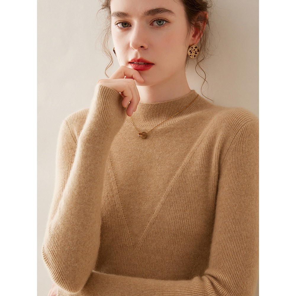 香港潮牌2025秋冬纯色山羊绒毛衣女百搭半高领针织衫套头修身打底,女装/女士精品,羊绒衫,淘宝优惠券,粉丝福利购,淘宝优惠卷