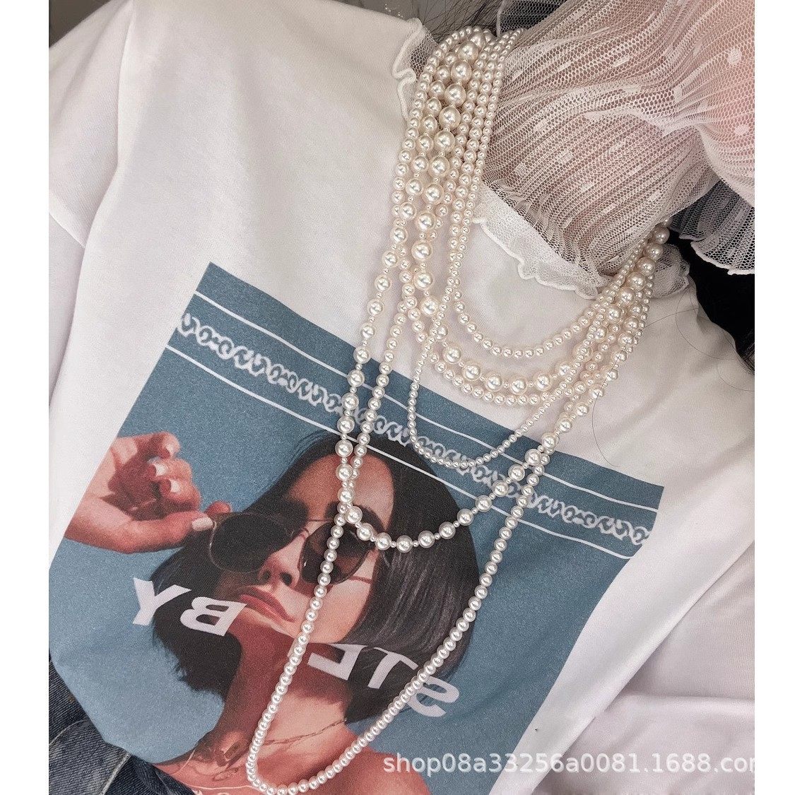 香港潮牌韩国东大门复古多层叠戴仿珍珠项链百搭长款毛衣链旗袍饰,女装/女士精品,T恤,淘宝优惠券,粉丝福利购,淘宝优惠卷