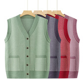 开衫 恒源祥奶奶马甲春秋加绒70岁老太太唐装 背心老年人妈妈装 坎肩