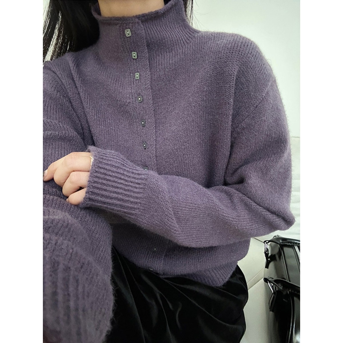 香港潮牌厂家直销高领针织衫女25年新款韩系慵懒风内搭宽松休闲显,女装/女士精品,羊绒衫,淘宝优惠券,粉丝福利购,淘宝优惠卷