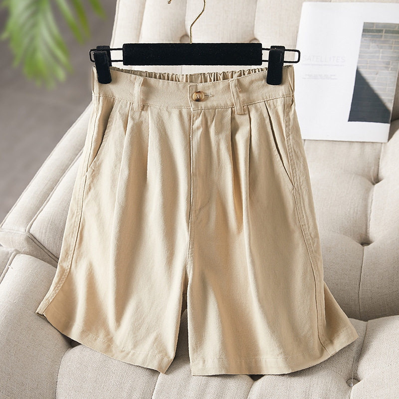 香港潮牌西装裤短裤女夏高腰薄款阔腿裤A字卡其色四分裤2025新款,男装,短裤,淘宝优惠券,粉丝福利购,淘宝优惠卷