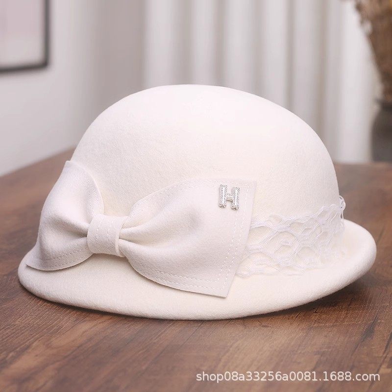 香港潮牌法式优雅蕾丝蝴蝶结羊毛小礼帽女秋冬复古时尚字母卷边毛,服饰配件/皮带/帽子/围巾,帽子,淘宝优惠券,粉丝福利购,淘宝优惠卷