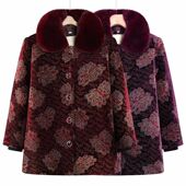 棉衣外套中老年人女秋冬妈妈装 恒源祥奶奶装 冬季 加绒棉袄太太立领