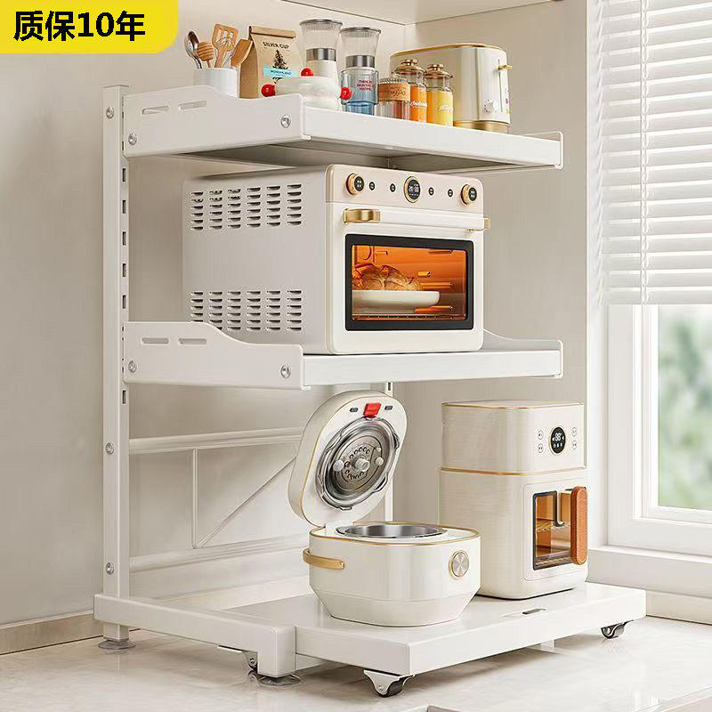 厨房家用微波炉可抽拉置物架调味料架多功能电器烤箱电饭煲收纳架