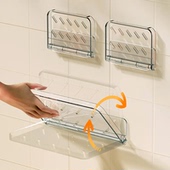 可折叠墙上置物架挂式 收纳盒卫生间客厅墙壁免打孔机顶监控置物架